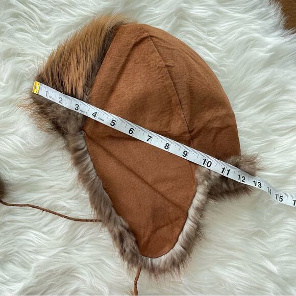 Handmade Ada M Wilson Alaskan Fox Trapper Hat Fox Fur Suede Leather Eskimo Brown - Picture 5 of 7